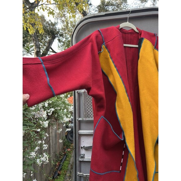 1980s CINDY OWINGS USA designer wool coat Color Block Art modern S fits Large - Picture 8 of 13